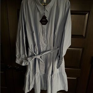 Ava & Viv Light Blue Shirt Dress. cotton poplin